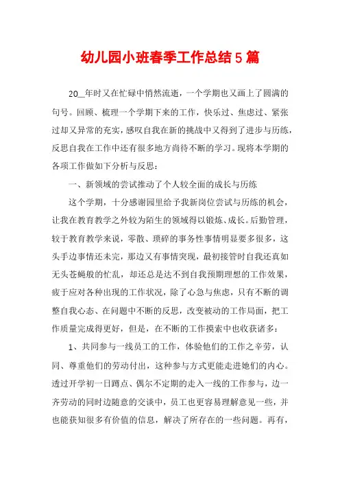 幼儿园小班春季工作总结5篇