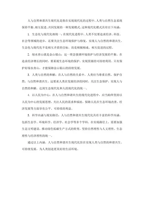 人与自然和谐共生现代化的内涵