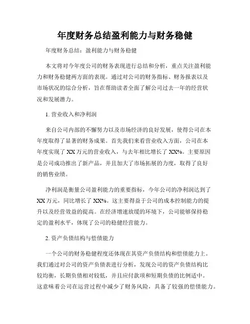 年度财务总结盈利能力与财务稳健