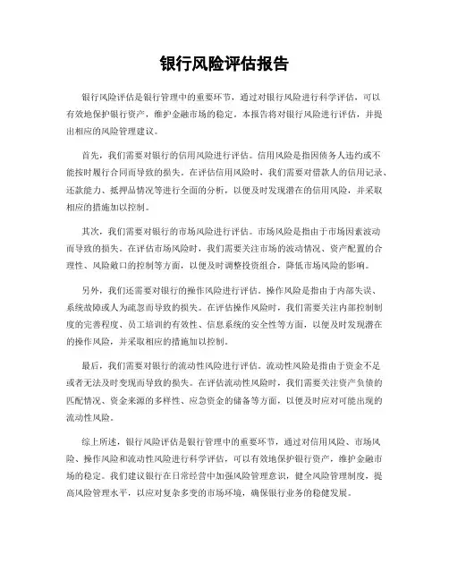 银行风险评估报告