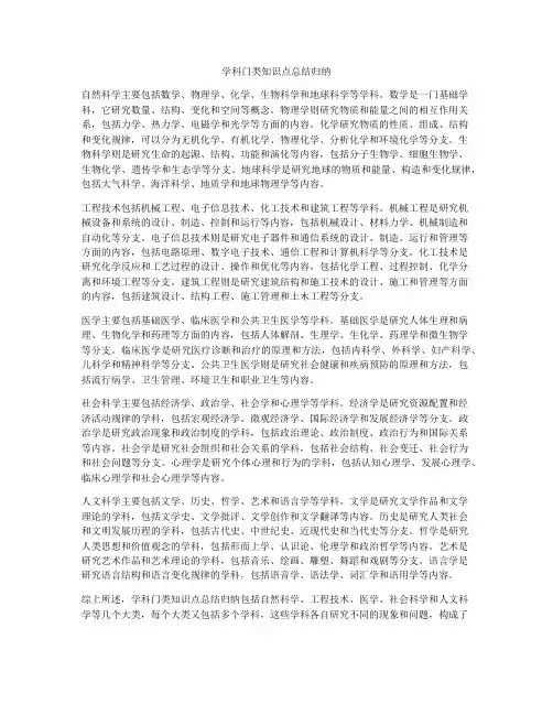 学科门类知识点总结归纳