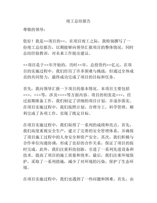 竣工总结报告