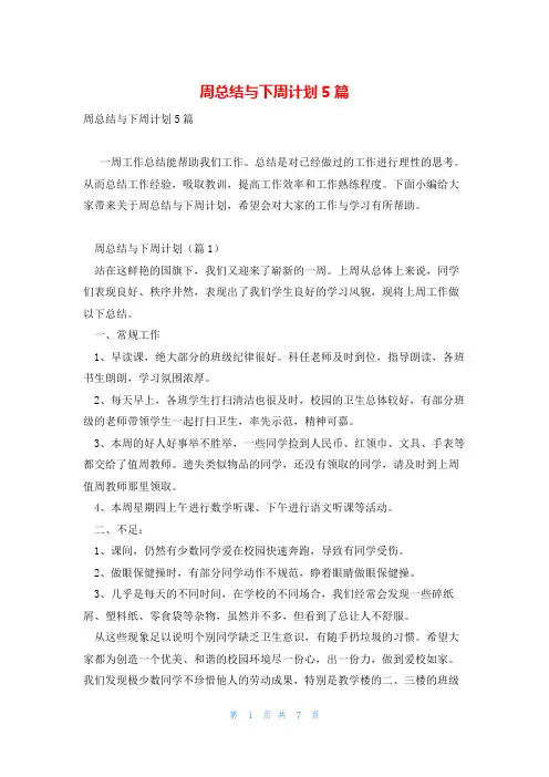 周总结与下周计划5篇