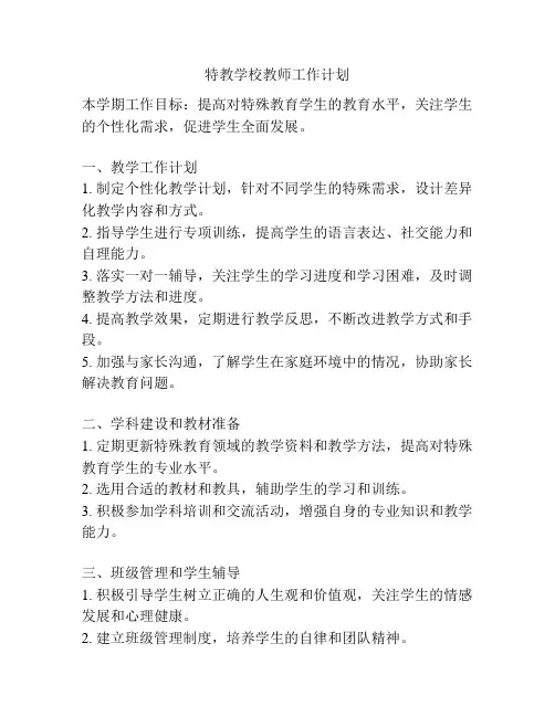 特教学校教师工作计划