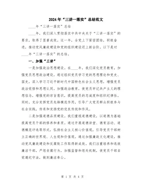 2024年“三讲一落实”总结范文
