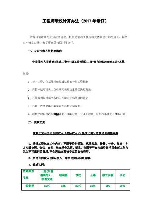 造价咨询公司绩效提成方案