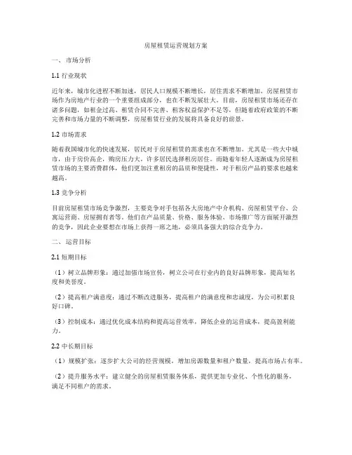 房屋租赁运营规划方案