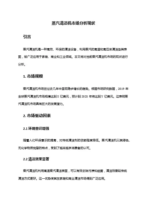 2024年蒸汽清洁机市场分析现状