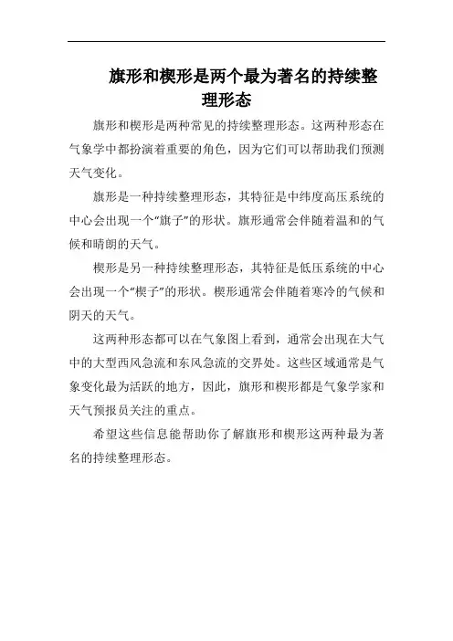 旗形和楔形是两个最为著名的持续整理形态
