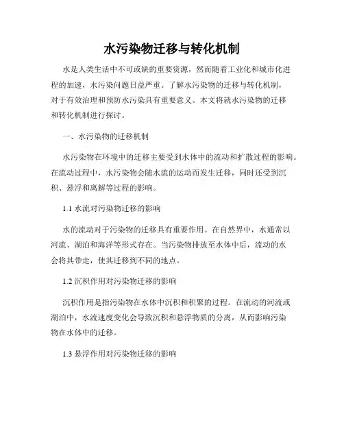 水污染物迁移与转化机制
