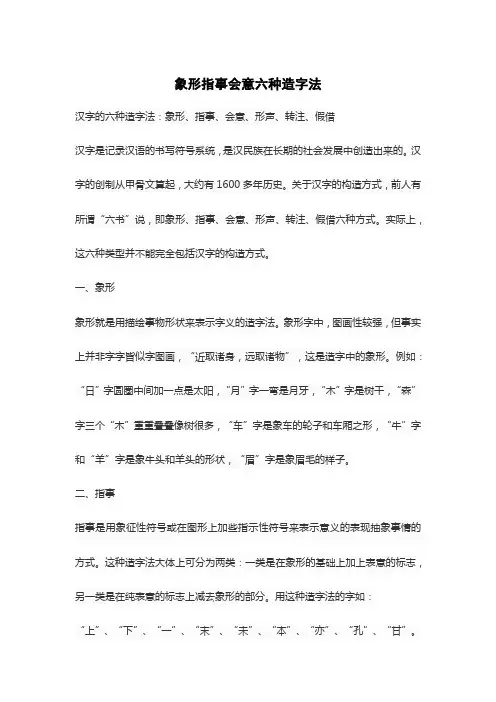 象形指事会意六种造字法