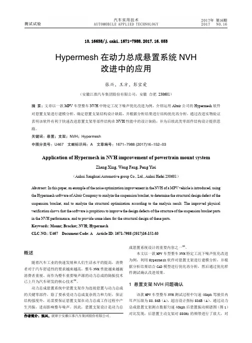 Hypermesh在动力总成悬置系统NVH改进中的应用