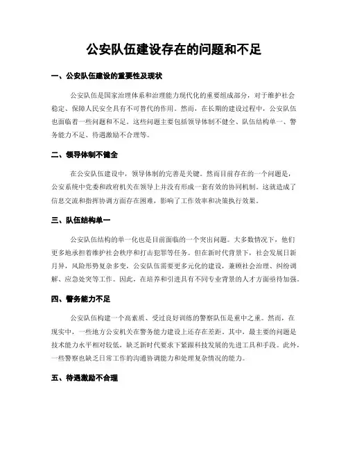 公安队伍建设存在的问题和不足
