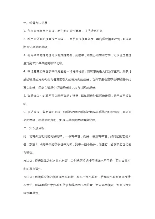 高二物理下册磁现象与磁场知识点