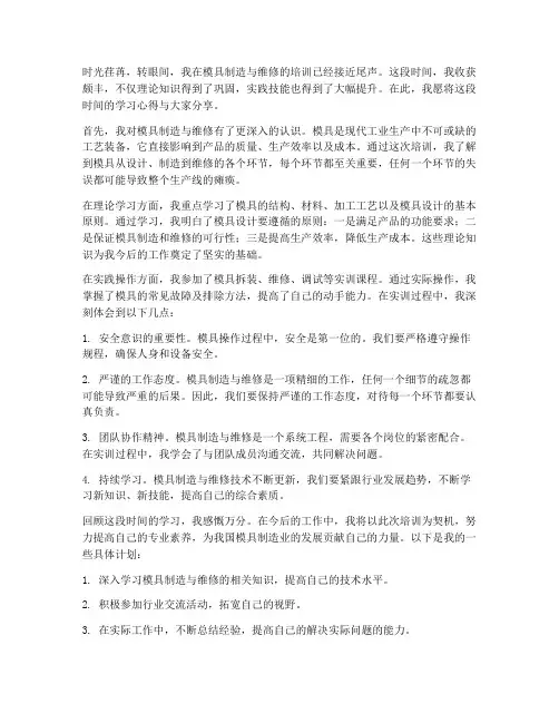 新手模具培训心得体会范文