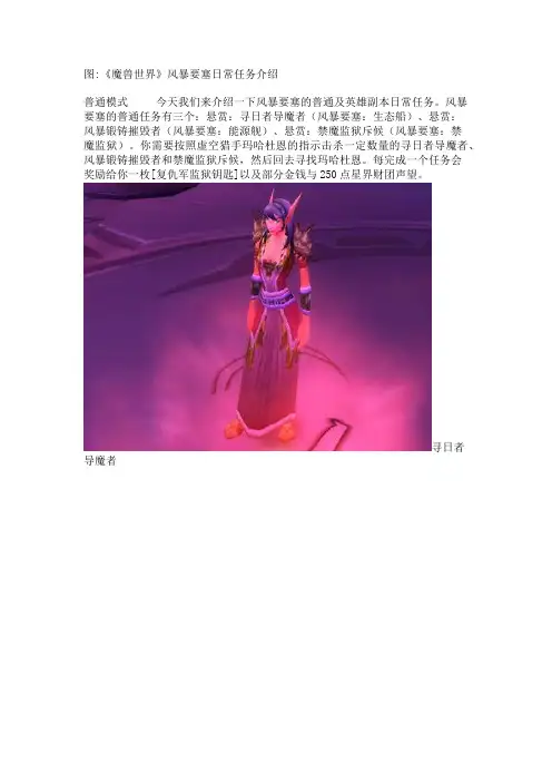 图_《魔兽世界》风暴要塞日常任务介绍