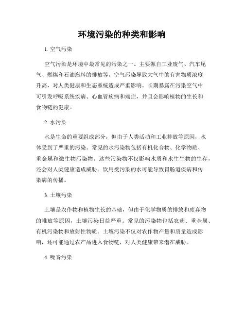 环境污染的种类和影响