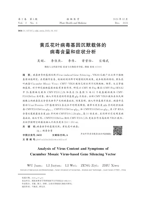 黄瓜花叶病毒基因沉默载体的病毒含量和症状分析