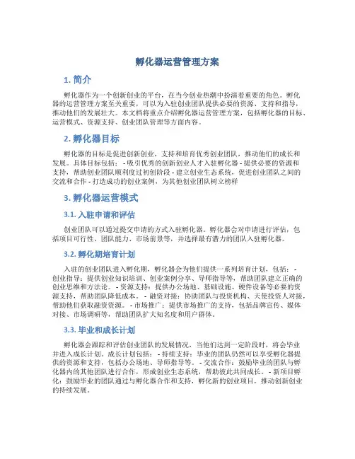 孵化器运营管理方案