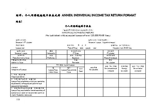 个人所得税纳税申报表式样