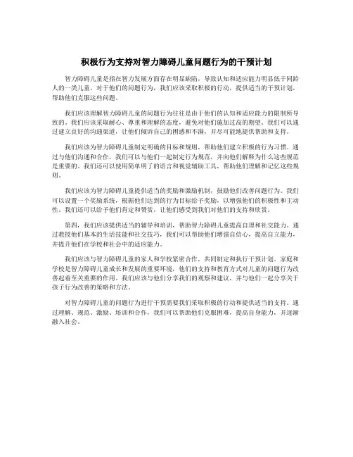 积极行为支持对智力障碍儿童问题行为的干预计划
