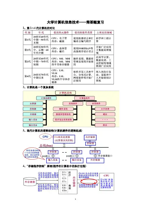 大学计算机信息技术——简答题复习