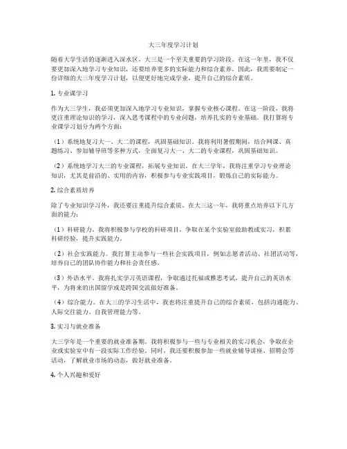 大三年度学习计划