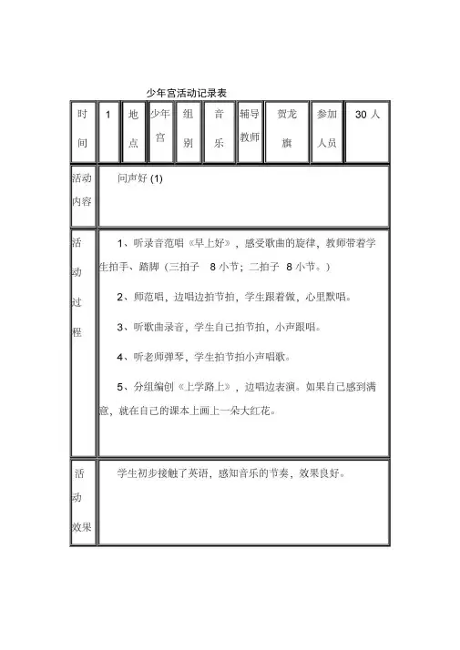 乡村少年宫活动记录音乐