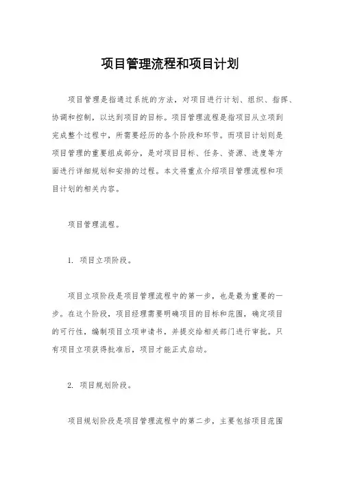 项目管理流程和项目计划