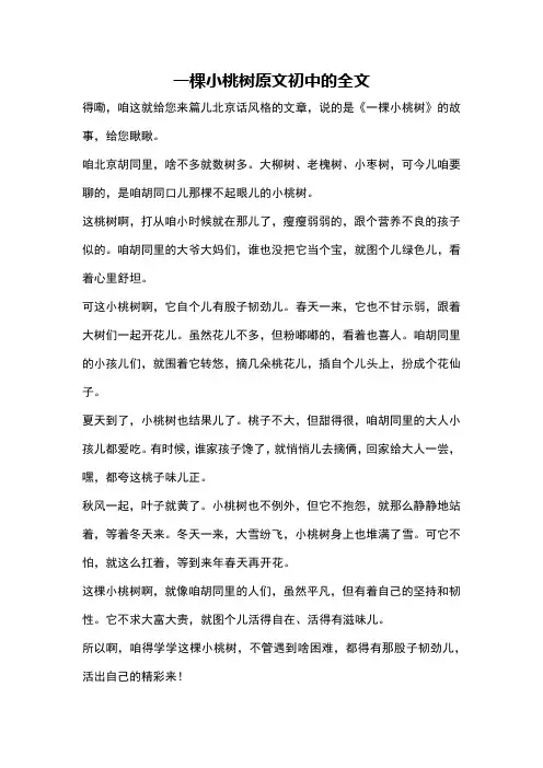 一棵小桃树原文初中的全文