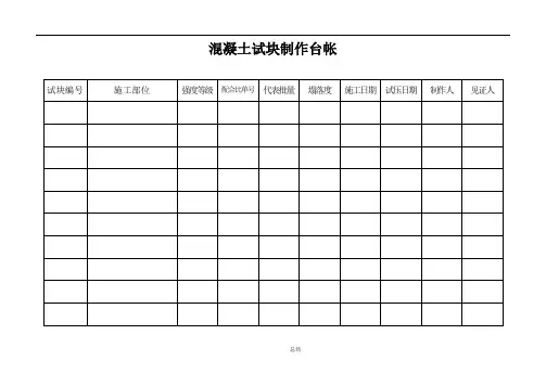 砼试块制作台帐
