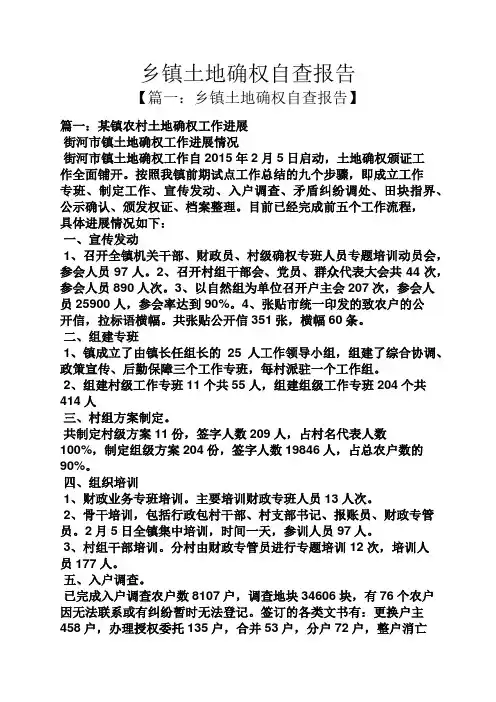 乡镇土地确权自查报告