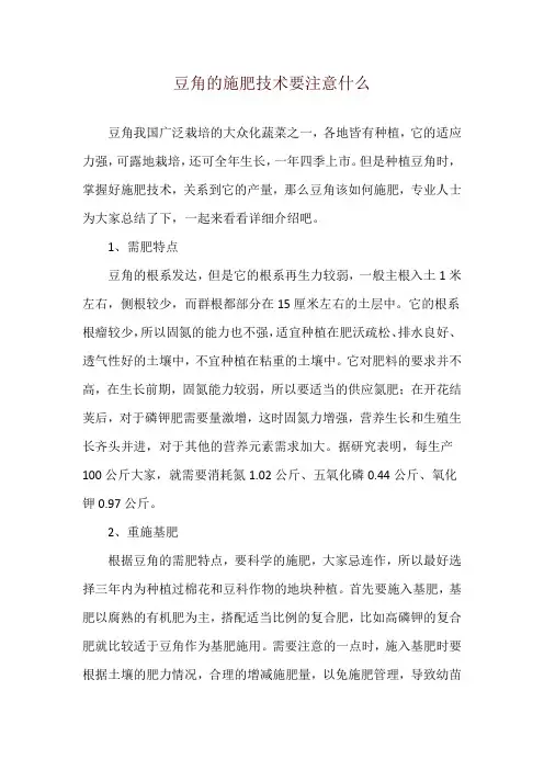 豆角的施肥技术要注意什么