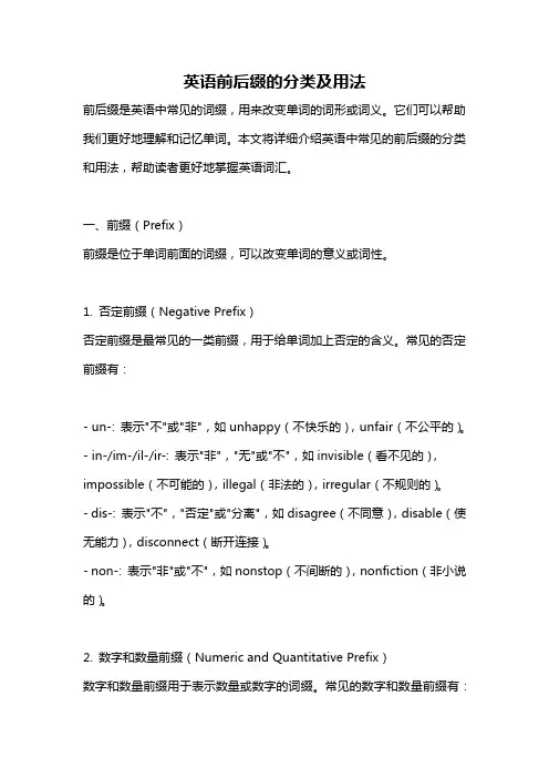 英语前后缀的分类及用法