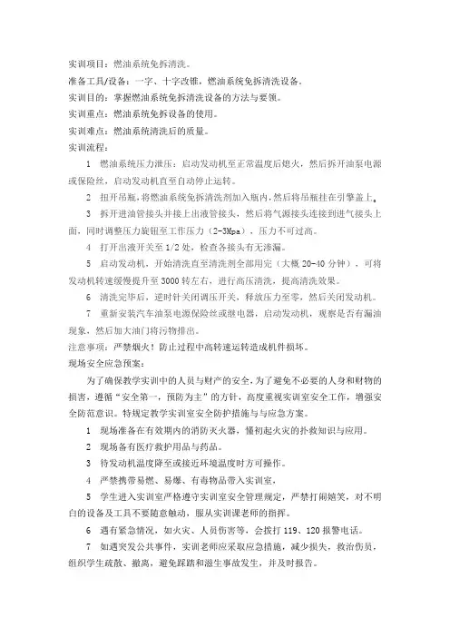 燃油系统免拆清洗