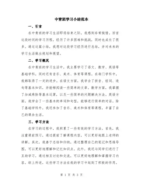 中青班学习小结范本