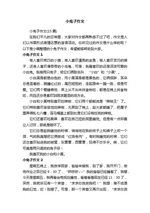 小兔子作文（15篇）