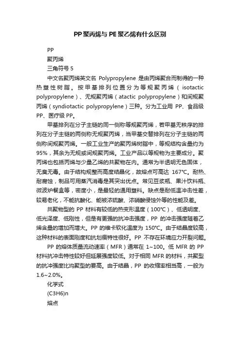 PP聚丙烯与PE聚乙烯有什么区别