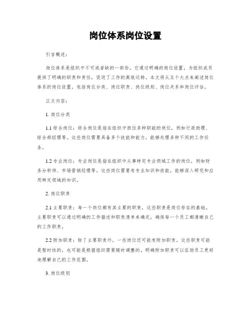 岗位体系岗位设置