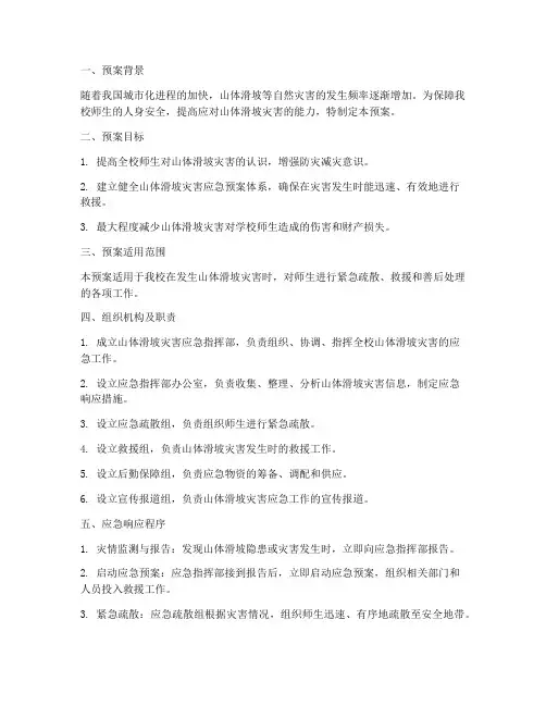 小学预防山体滑坡应急预案