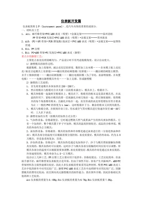 汽车设计培训资料-仪表板开发篇