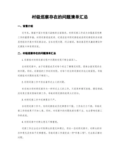 村级巡察存在的问题清单汇总