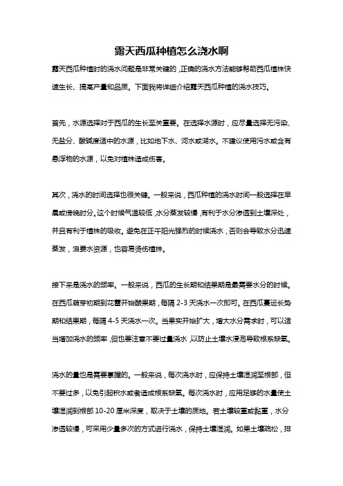 露天西瓜种植怎么浇水啊