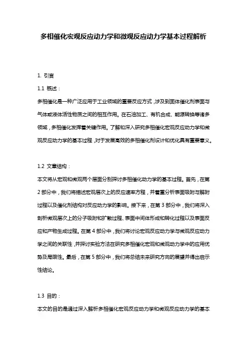 多相催化宏观反应动力学和微观反应动力学基本过程解析
