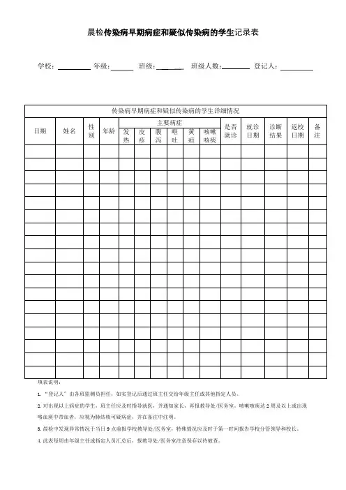 东边小学学生晨检记录表(1)