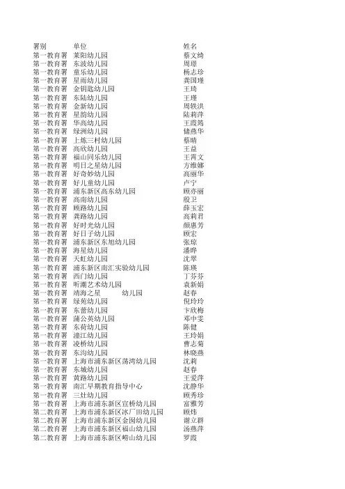 幼儿园人事干部名单xls