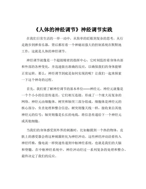 《人体的神经调节》神经调节实践
