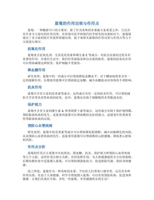 蓝莓作用功效与作用点