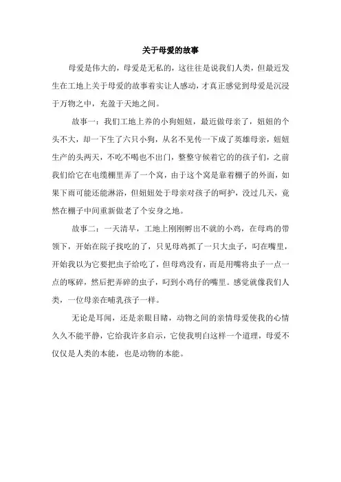 关于母爱的故事