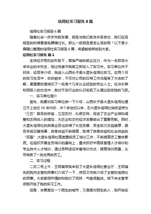 信用社实习报告6篇